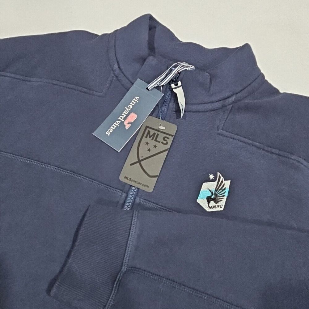 Vineyard Vines Mens XL Navy Blue Classic Shep Shirt 1/4 Zip Pullover MNUFC Logo